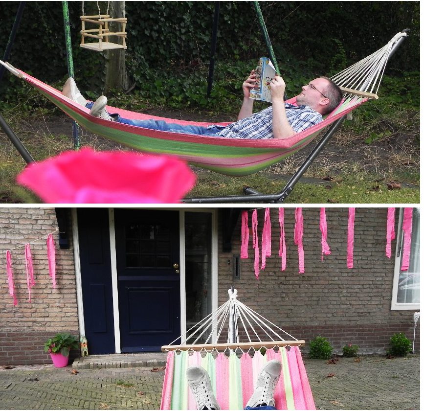 tuinfeest, blog, diy slinger, hangmat, tuin, party, mamablog, La Log