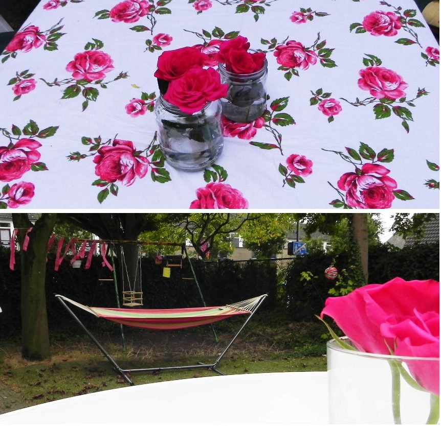 tuinfeest, blog, diy slinger, hangmat, tuin, party, mamablog, La Log